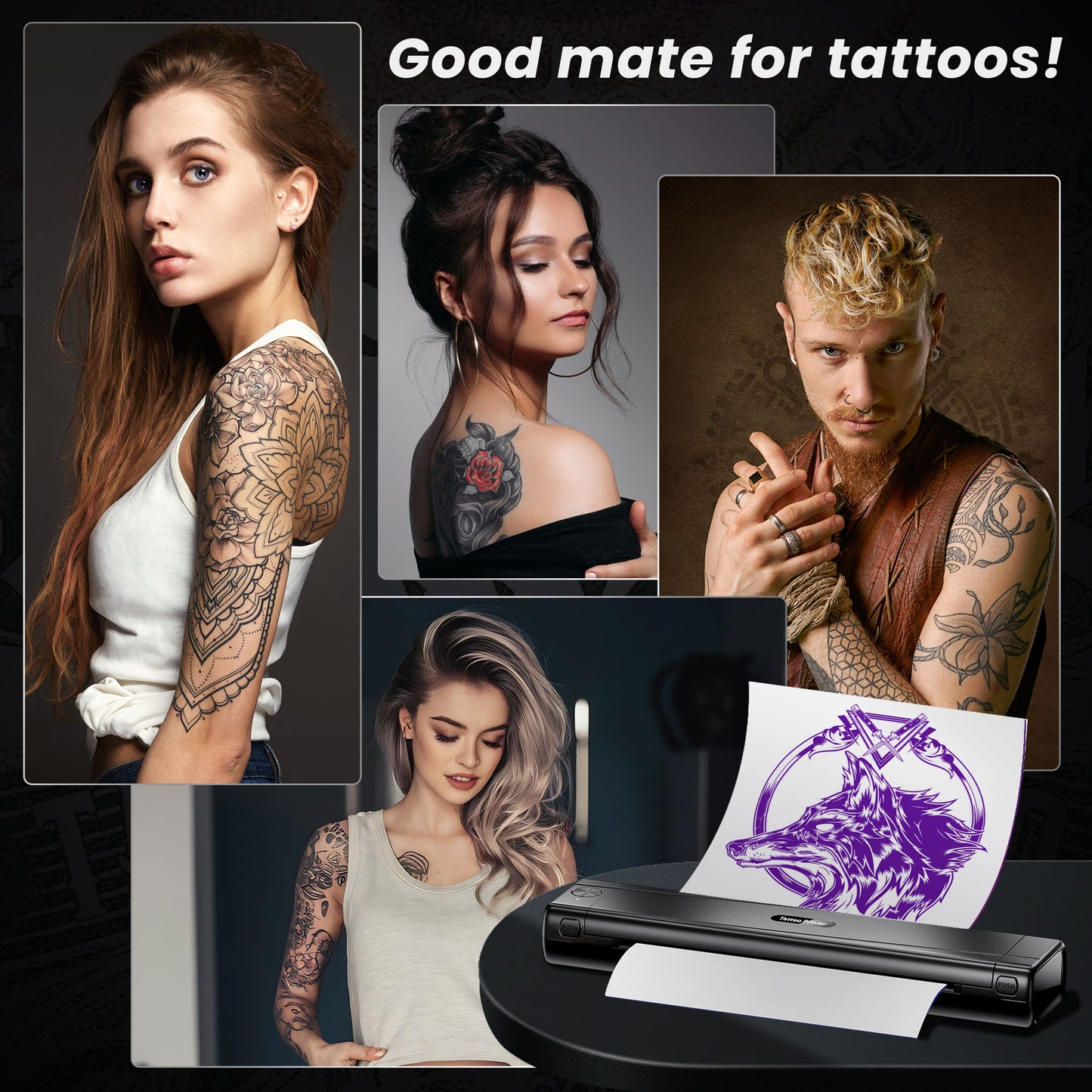 TATTMUSE 2026 New Version Tattoo Stencil Printer Machine with 10pcs Transfer Paper, Wireless Bluetooth Thermal Tattoo Machine for Tattooing Beginner & Studio, Compatible with Phone & Pad