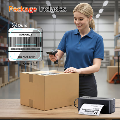 TATTMUSE Thermal Shipping Label Printer 4X6,Bluetooth Label Printer 2026 New Version Bluetooth Label Printer for Small Business, Support iOS, Android, Windows, Mac, Come with Label Holder