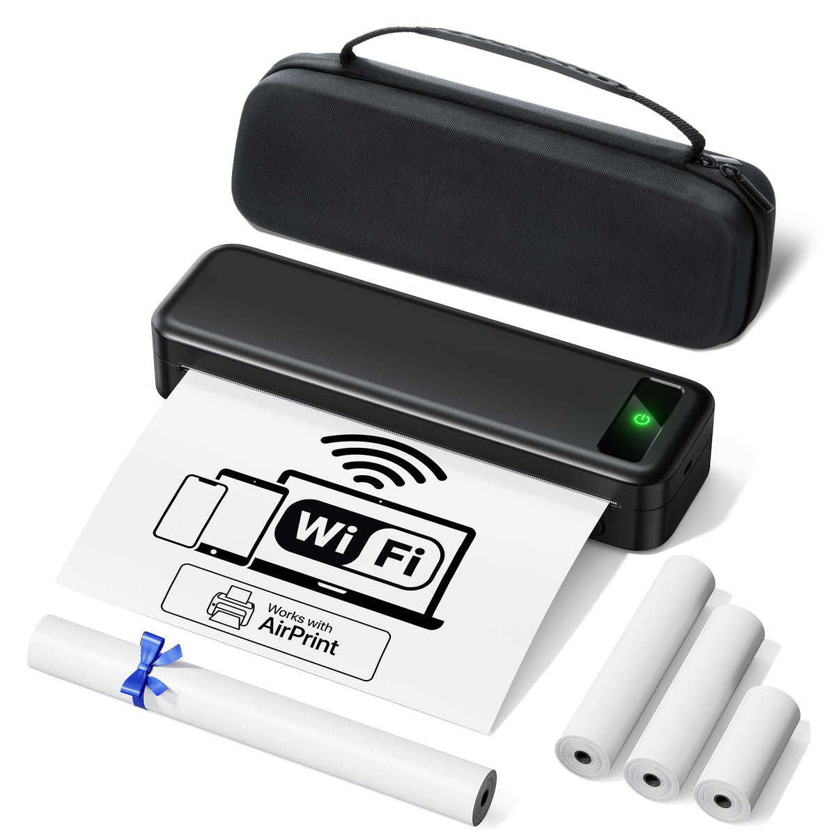 TATTMUSE A285M Pro AirPrint Wi-Fi Inkless Portable Printer, 8.5x11, Black