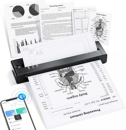 TATTMUSE Portable Thermal Printer A4, A28U Wireless no Ink Printer Weighs only 585g, Support A4/A5/B5, Compatible with iOS Android Tablet Laptop, Bluetooth Printers for Home use & Mobile Office Black