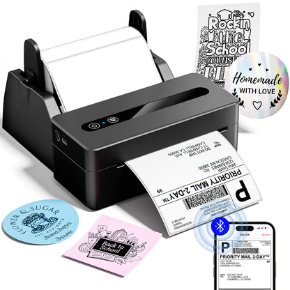 TATTMUSE Thermal Shipping Label Printer 4X6,Bluetooth Label Printer 2026 New Version Bluetooth Label Printer for Small Business, Support iOS, Android, Windows, Mac, Come with Label Holder