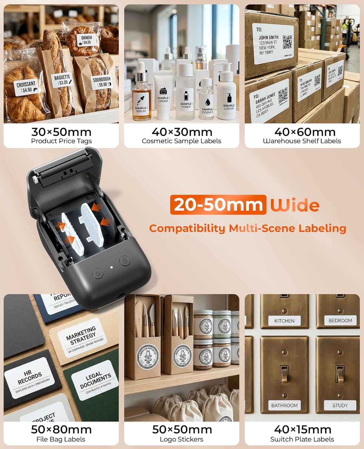 TATTMUSE Label Maker, A421 Label Maker Machine with Tape, Mini Thermal Label Printer for Barcode, Address,Small Business,Home,Office,School,Thermal Printer Compatible with Phone & PC