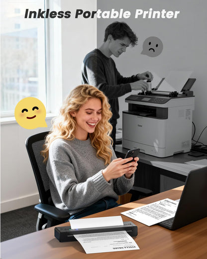 TATTMUSE Portable Thermal Printer A4, A28U Wireless no Ink Printer Weighs only 585g, Support A4/A5/B5, Compatible with iOS Android Tablet Laptop, Bluetooth Printers for Home use & Mobile Office Black