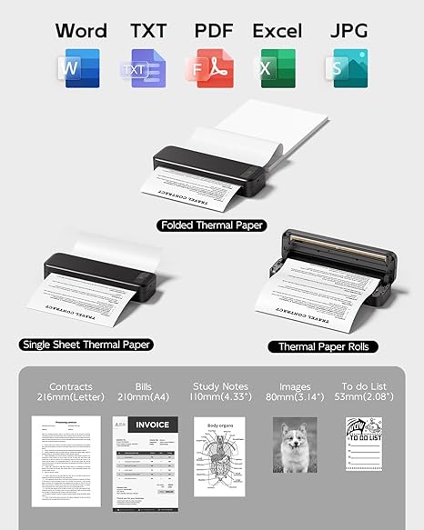 Tattmuse Portable Wireless Printer – Bluetooth Inkless A4 & US Letter Printer

Tattmuse Mobile Travel Printer with Carrying Case and Thermal Paper Rolls

Tattmuse Compact Wireless Printer for Home, Car, Office, and School Use

Tattmuse Inkless Thermal Printer Compatible with iPhone, Android, Laptop

Tattmuse Small Portable Printer – Rechargeable Battery, 300 DPI Printing