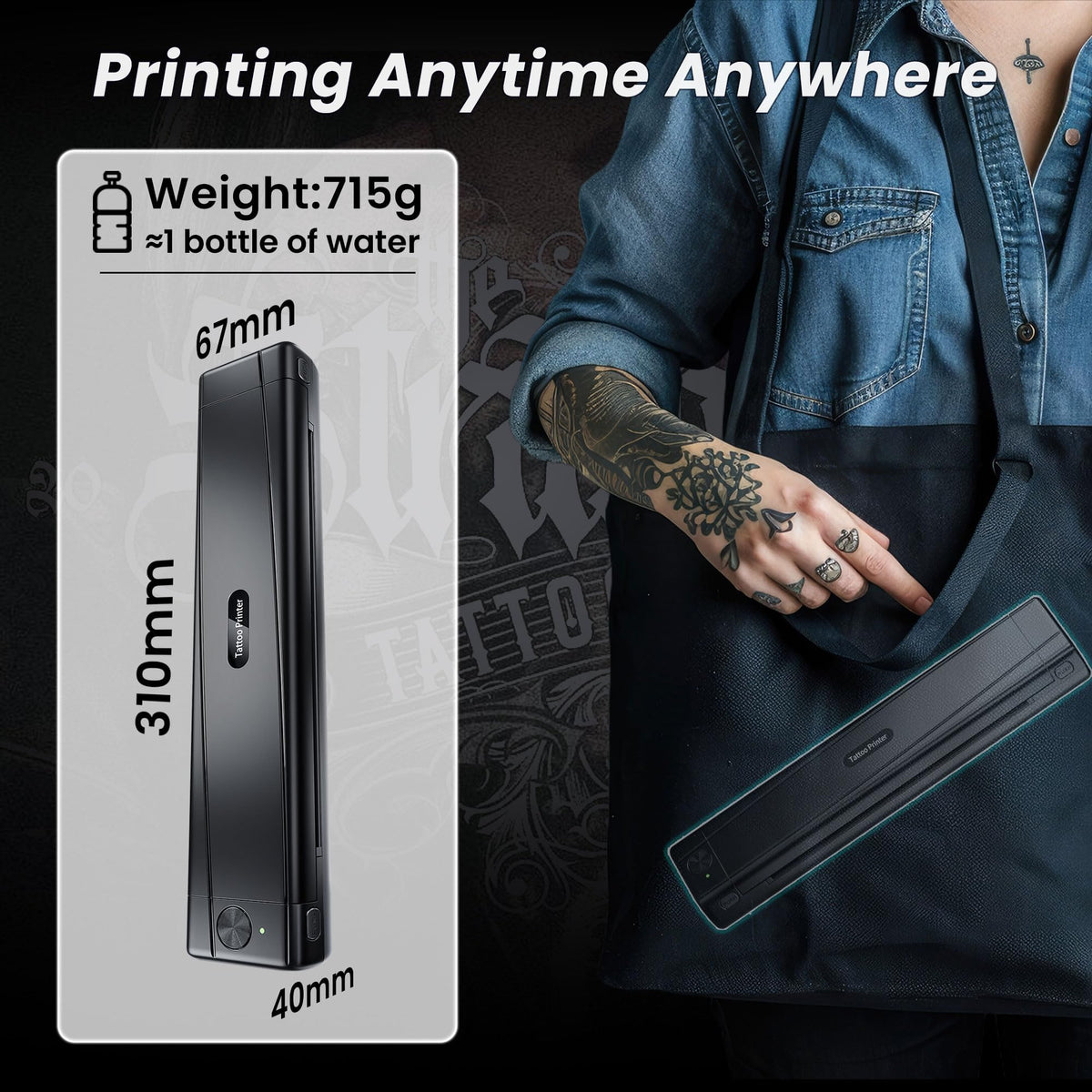 TATTMUSE Portable Printers Wireless for Travel Compatible with Phone & Pad, Bluetooth Small Mobile Compact Printer for Phone Laptop, Support 8.5'' x 11'' US Letter & A4 Thermal