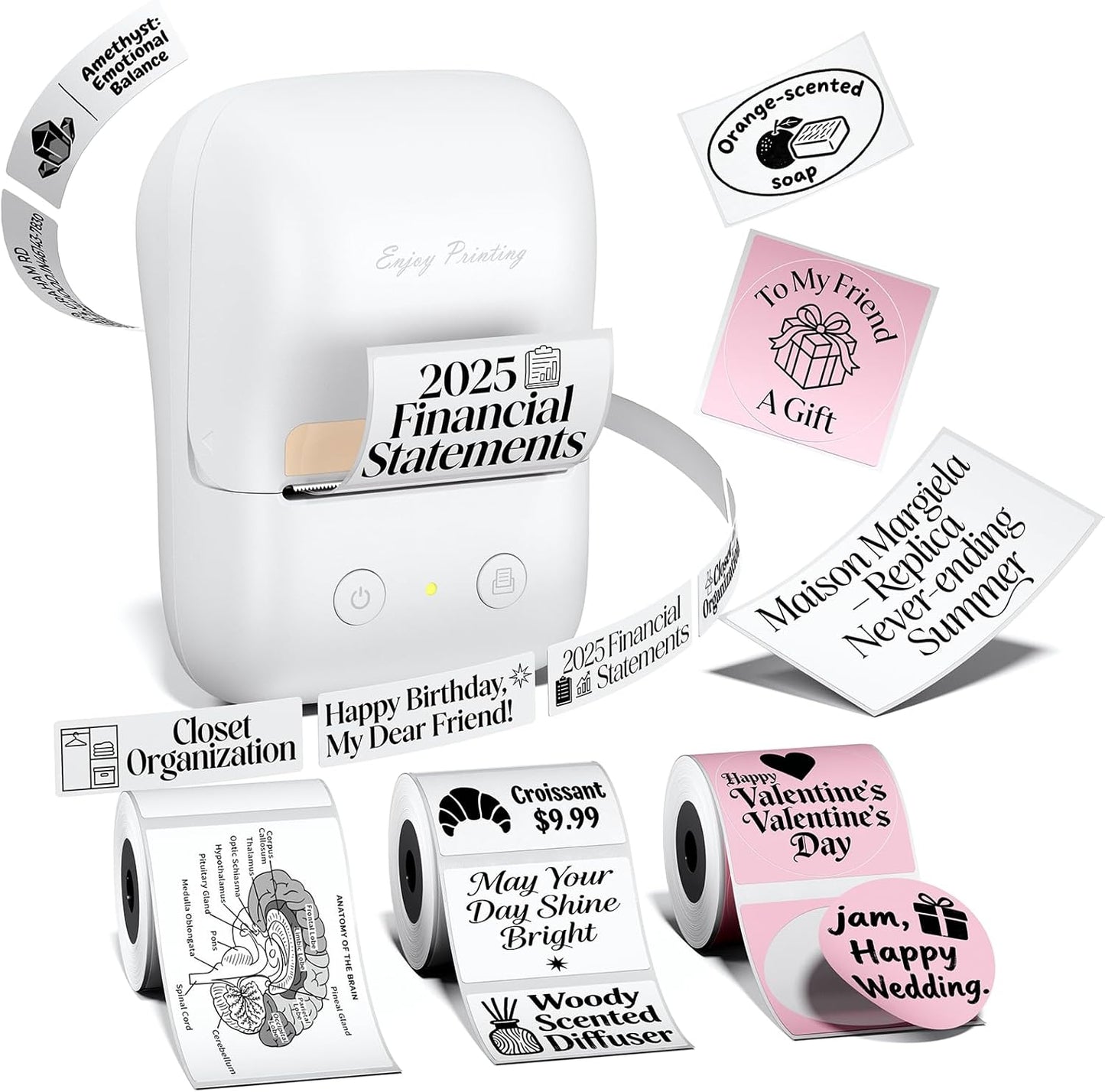 Label Maker Machine with Tape, A421 Bluetooth Label Portable Thermal Printer for Small Business & Home, Inkless Printer for Barcode, Address, Office, Compatible with iOS & Android, with 3 Rolls Label