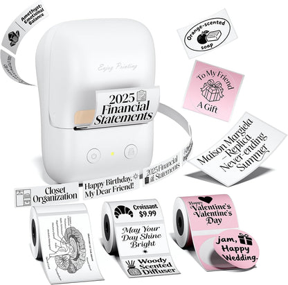 Label Maker Machine with Tape, A421 Bluetooth Label Portable Thermal Printer for Small Business & Home, Inkless Printer for Barcode, Address, Office, Compatible with iOS & Android, with 3 Rolls Label