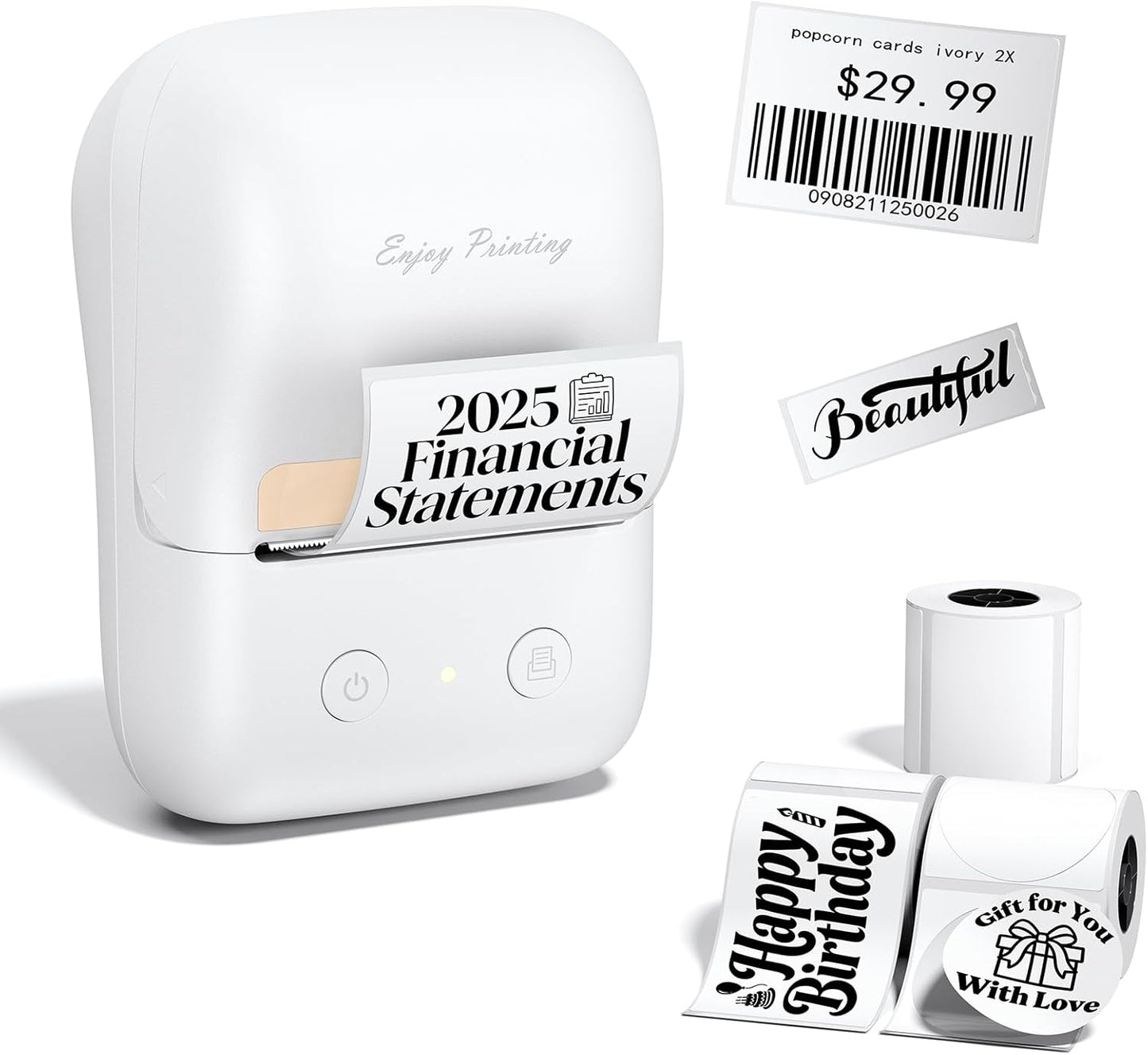 Label Maker Machine with Tape, A421 Bluetooth Label Portable Thermal Printer for Small Business & Home, Inkless Printer for Barcode, Address, Office, Compatible with iOS & Android, with 3 Rolls Label