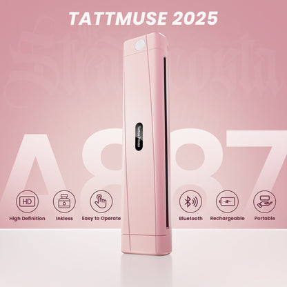 TATTMUSE 2026 New Version Tattoo Stencil Printer with 10pcs Transfer Paper, Wireless Thermal Tattoo Transfer Printer, Bluetooth Portable Tattoo Machine Compatible with Smartphone & Pad, Pink