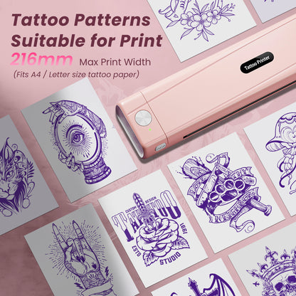 TATTMUSE 2026 New Version Tattoo Stencil Printer with 10pcs Transfer Paper, Wireless Thermal Tattoo Transfer Printer, Bluetooth Portable Tattoo Machine Compatible with Smartphone & Pad, Pink