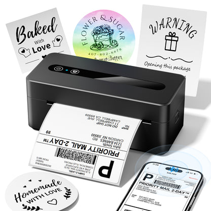 TATTMUSE Shipping Label Printer Bluetooth, Postage Thermal Label Printer 4x6 for Business, 2411BT Die-Cut Machines Compatible with Amazon, Royal Mail, Support iOS, Android, Windows and Mac