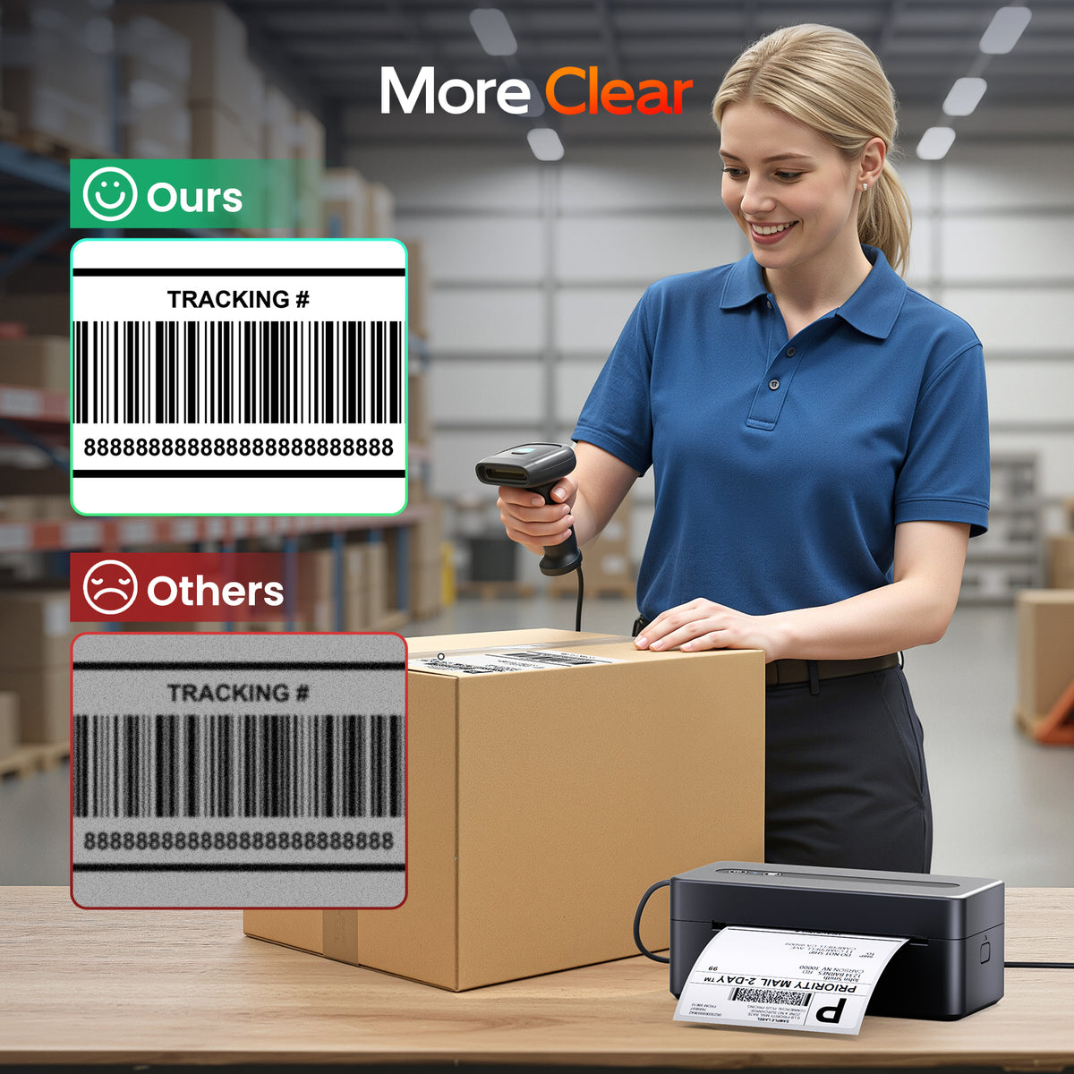 TATTMUSE Shipping Label Printer Bluetooth, Postage Thermal Label Printer 4x6 for Business, 2411BT Die-Cut Machines Compatible with Amazon, Royal Mail, Support iOS, Android, Windows and Mac