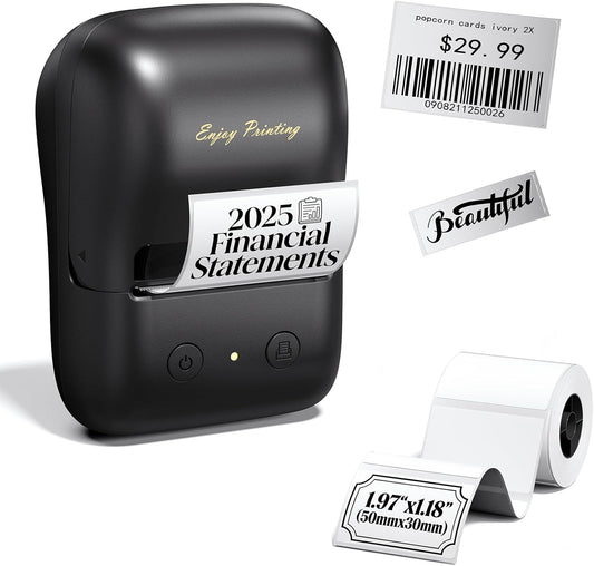 TATTMUSE Label Maker, A421 Label Maker Machine with Tape, Mini Thermal Label Printer for Barcode, Address,Small Business,Home,Office,School,Thermal Printer Compatible with Phone & PC