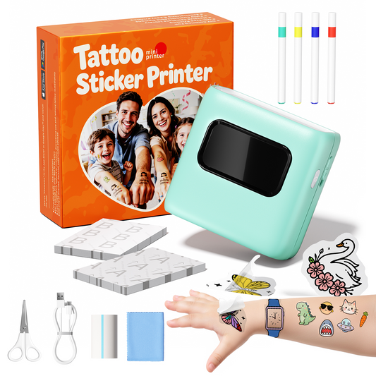 TATTMUSE TK20 Colorful Temporary Tattoo Maker,Tattoo Makers for Kids, Custom Craft Kits with 40Pcs Temporary Tattoo Paper & 4 Markers, Perfect for Parties,Gifts for Kids,Creative Fun